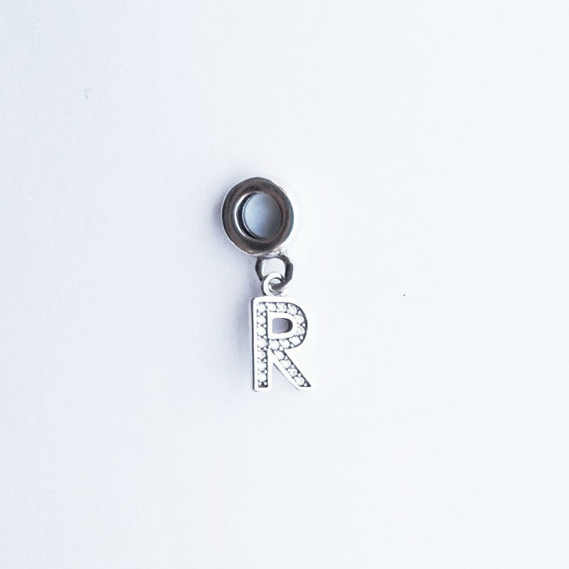 Sterling Silver Rhodium Plated CZ Letter Pendant