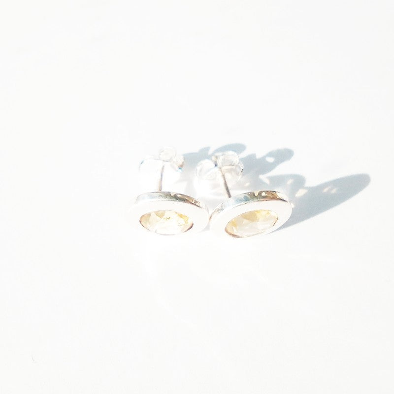 Sterling Silver Round Citrine Studs