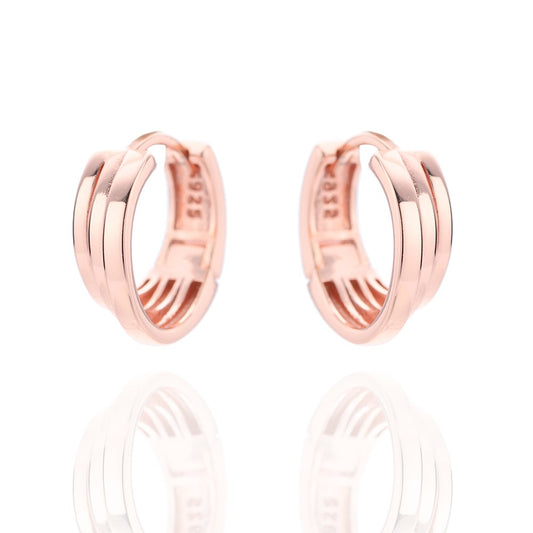 Sterling Silver Rose Gold Plated Triple Hoops