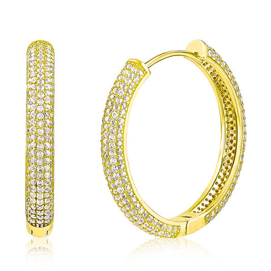 Sidabriniai auksuoti auskarai su 5 cirkonių eilėmis