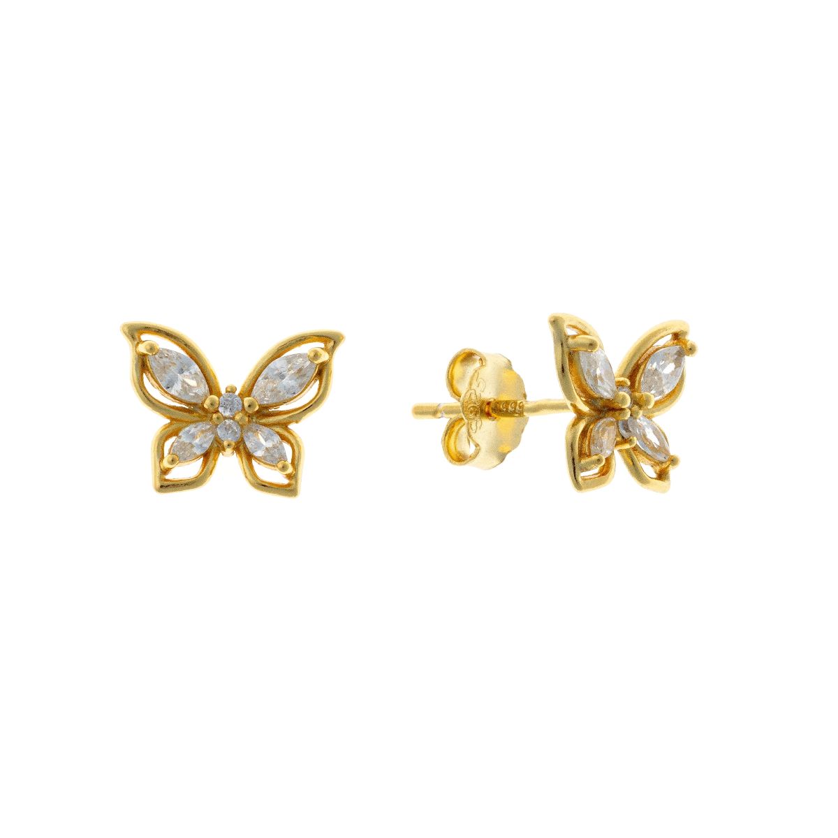 Sterling Silver CZ Butterfly Studs