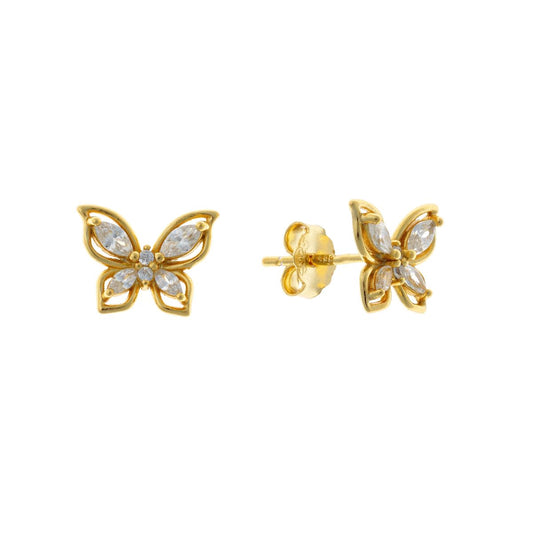 Sterling Silver CZ Butterfly Studs