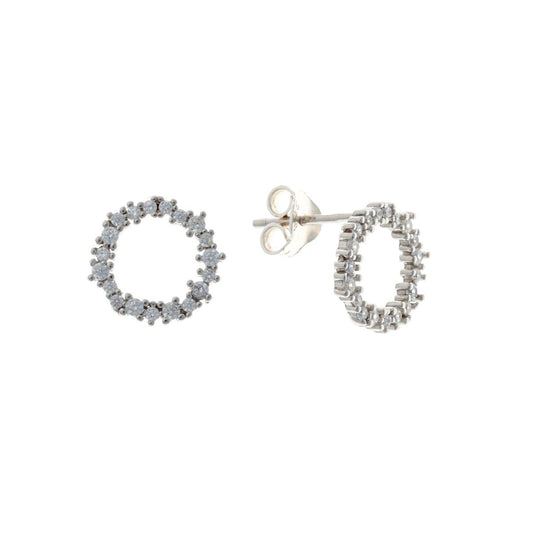 Sidabriniai rodžiuoti apvalūs auskariukai su cirkoniais