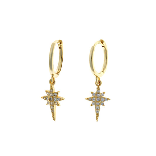 Sterling Silver Hoops with Star Charms