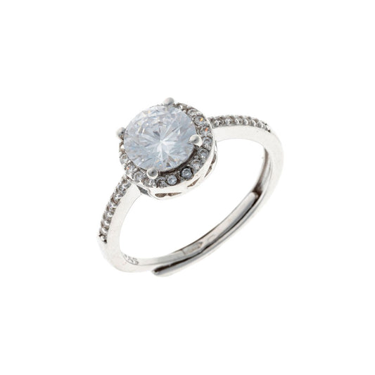 Sterling Silver Rhodium Plated CZ Crystal Ring