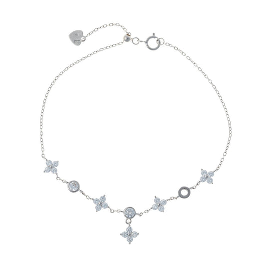 Sidabrinė rodžiuota apyrankė su cirkoniais "Gėlytės"