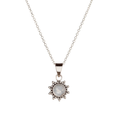 Sterling Silver Moonstone Sun Pendant Necklace