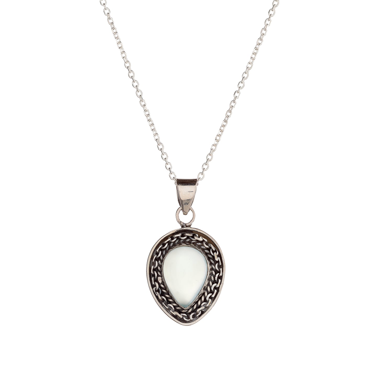 Sterling Silver Chalcedony Pendant Necklace