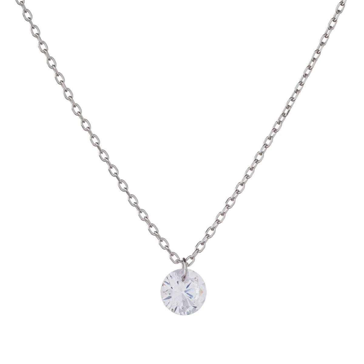 Sterling Silver Rose Gold Plated CZ Crystal Necklace