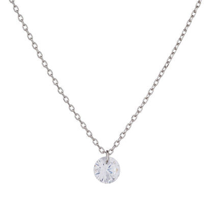 Sterling Silver Rose Gold Plated CZ Crystal Necklace