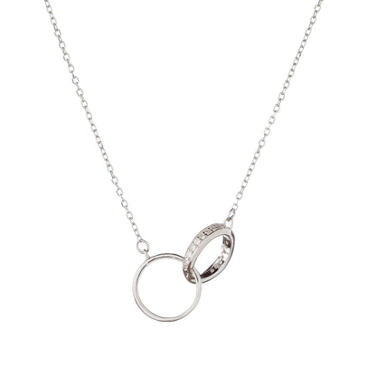 Sterling Silver Rhodium Plated Linking Ring Necklace