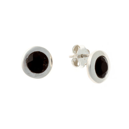 Sterling Silver Round Black Onyx Studs