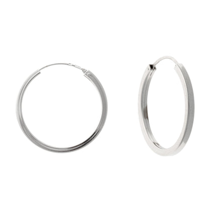 Sterling Silver Rhodium Plated 20 - 25 mm Edge Hoops