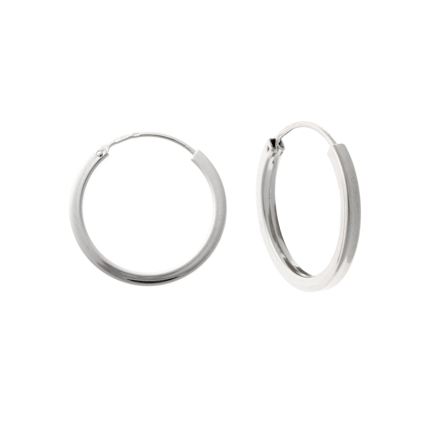 Sterling Silver Rhodium Plated 20 - 25 mm Edge Hoops