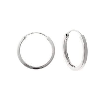 Sterling Silver Rhodium Plated 20 - 25 mm Edge Hoops