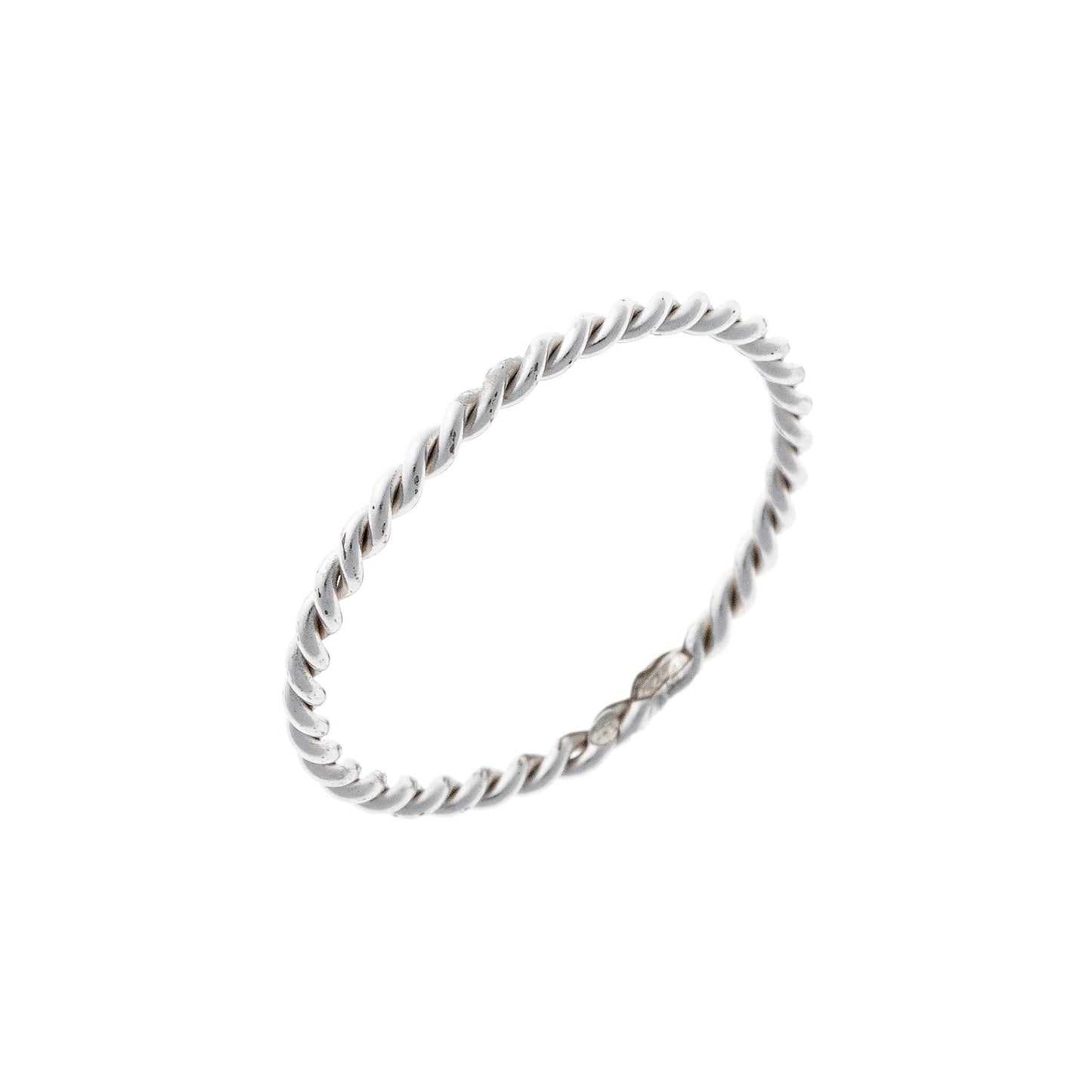 Sterling Silver Rhodium Plated 1 mm Braided Ring
