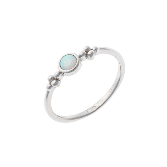 Sterling Silver Rhodium Plated Synthetic Opal Ring