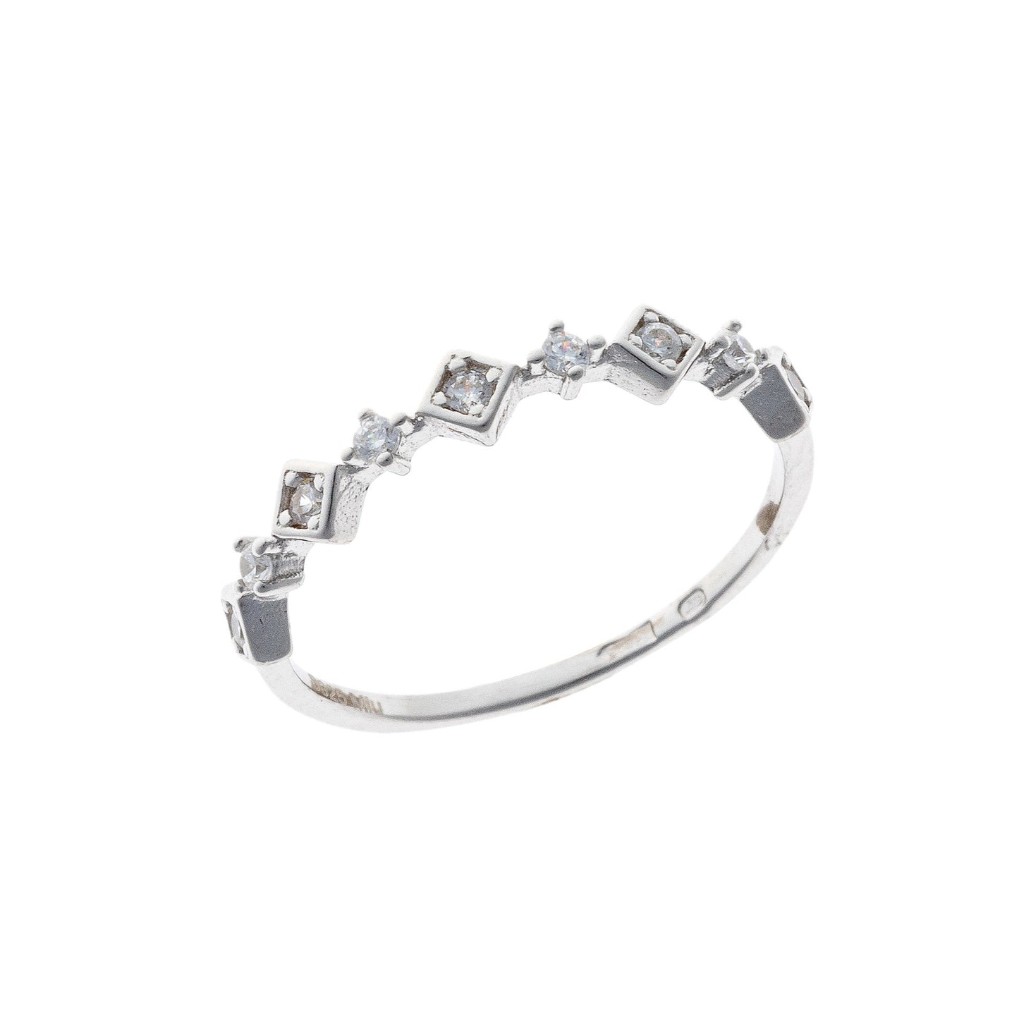 Sterling Silver Rhodium Plated CZ Rhombus Ring