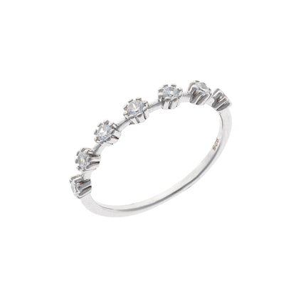 Sterling Silver Rhodium Plated CZ Ring