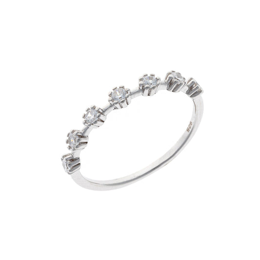 Sterling Silver Rhodium Plated CZ Ring