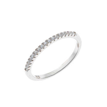 Sterling Silver Rhodium Plated 1.5 mm CZ Band Ring