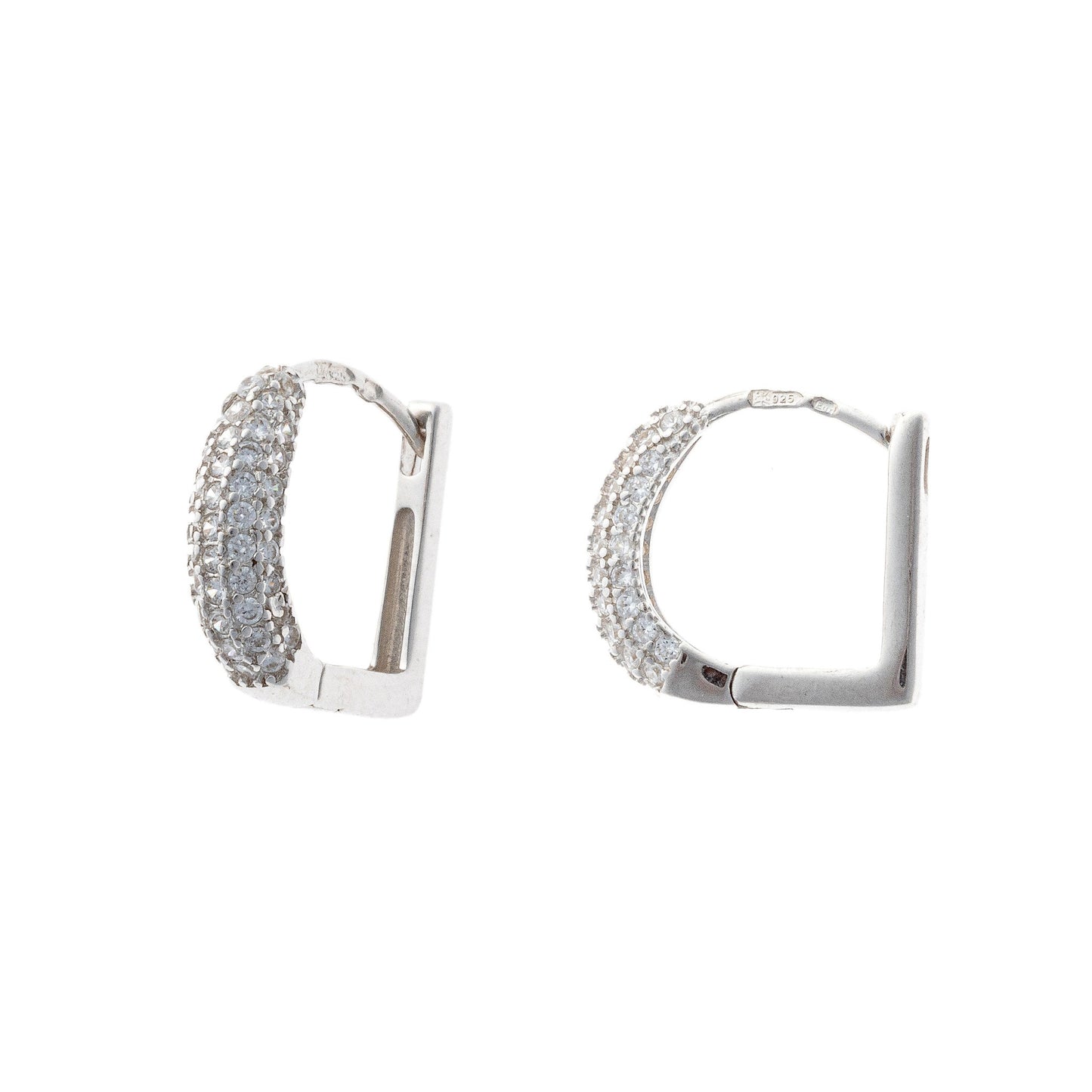 Sterling Silver Rhodium Plated Earrings with CZ