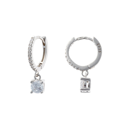 Sterling Silver Rhodium Plated Hoops with Charms