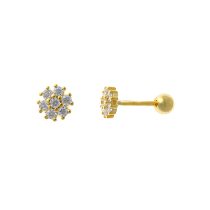 Sterling Silver Screw Ball Back Stud Earrings with CZ