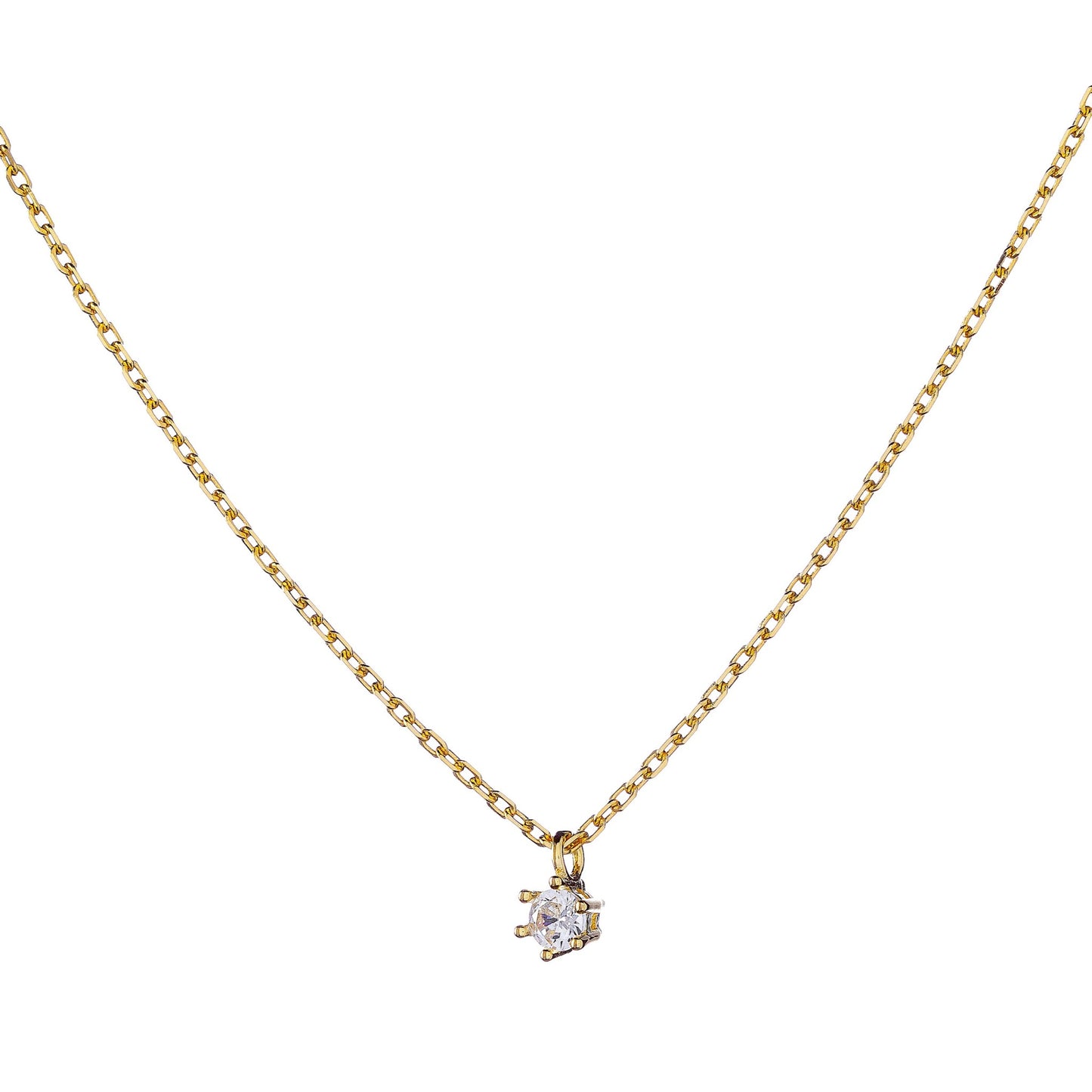 Sterling Silver Gold Plated CZ Necklace