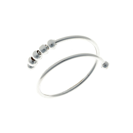 Sterling Silver Adjustable Ring with Beads