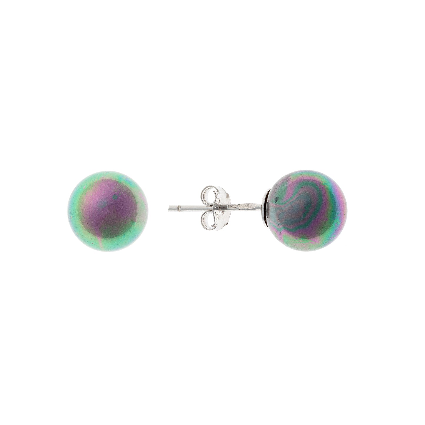 Sterling Silver Rhodium Plated Dark Pearl Studs