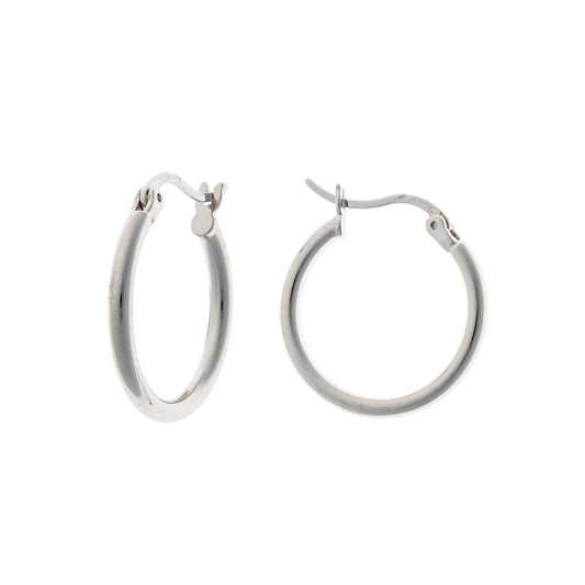 Sterling Silver Rhodium Plated 20 mm Hoops