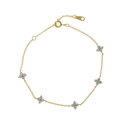 Sidabrinė auksuota apyrankė su cirkoniais "Gėlytės"