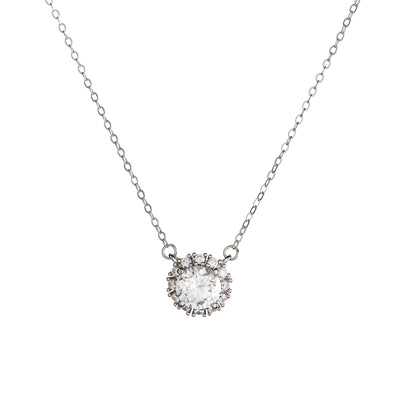 Sterling Silver Rhodium Plated CZ Necklace