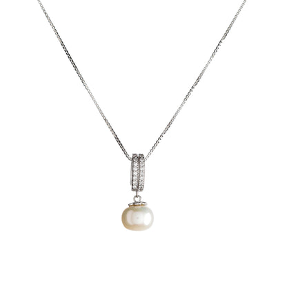 Sidabrinis rodžiuotas pakabukas su perlu ir cirkoniais