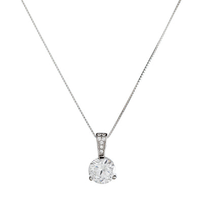 Sterling Silver Rhodium Plated CZ Necklace