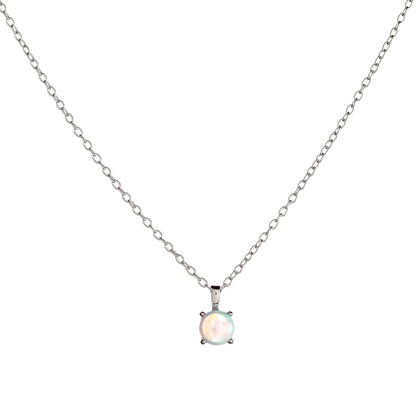 Sterling Silver Rhodium Plated Synthetic Opal Necklace