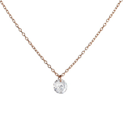 Sterling Silver Rose Gold Plated CZ Crystal Necklace
