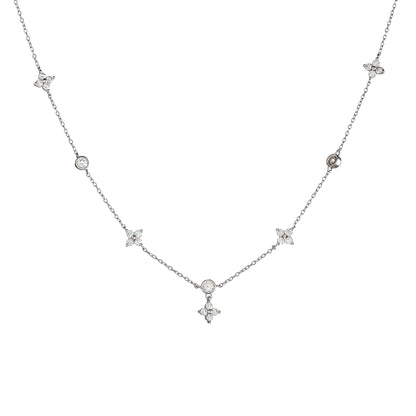 Sidabrinis pakabukas "Gėlytės" su cirkoniais ir grandinėle