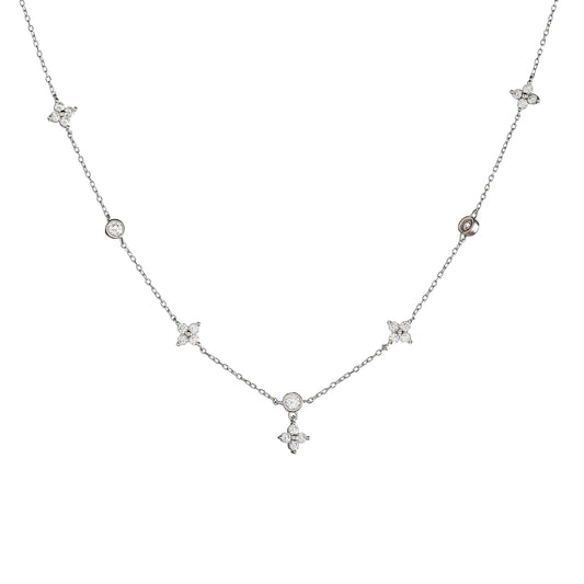 Sidabrinis pakabukas "Gėlytės" su cirkoniais ir grandinėle