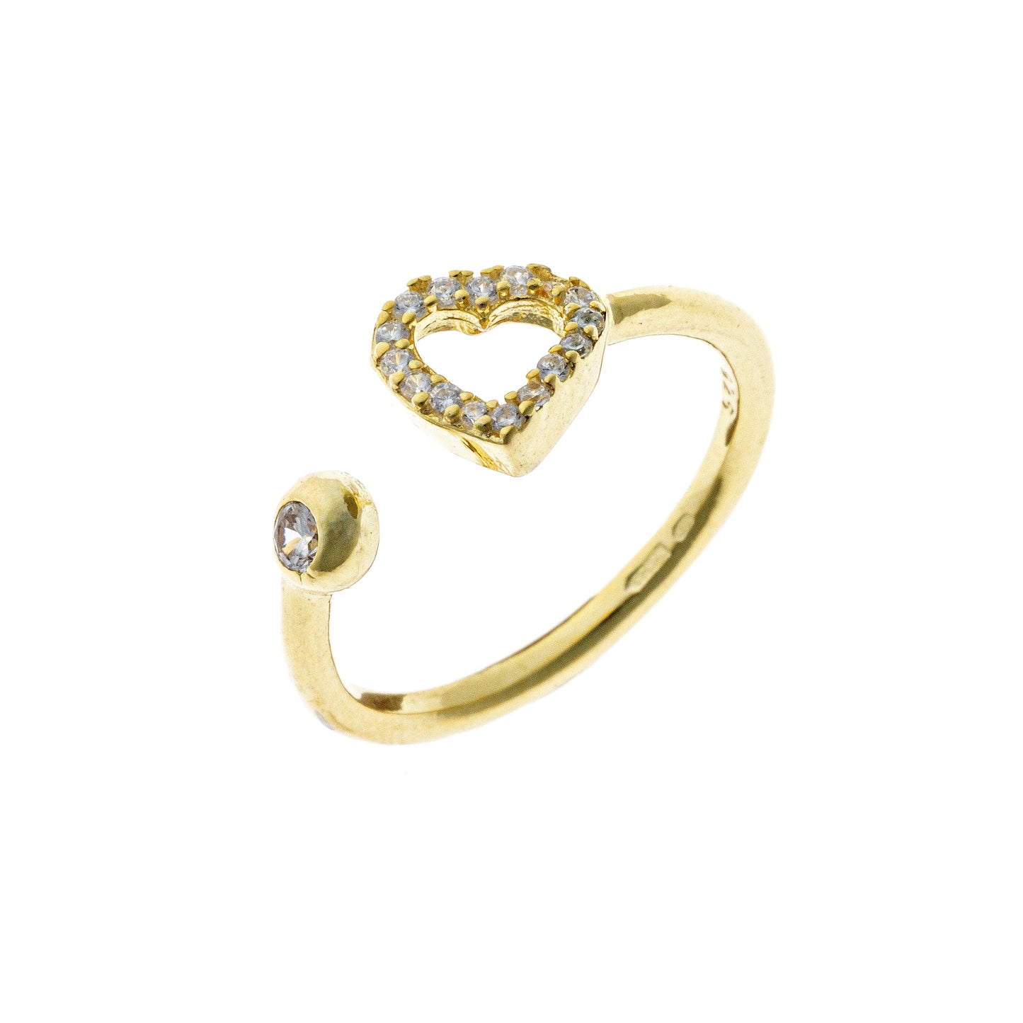 Sterling Silver Gold Plated CZ Heart Ring