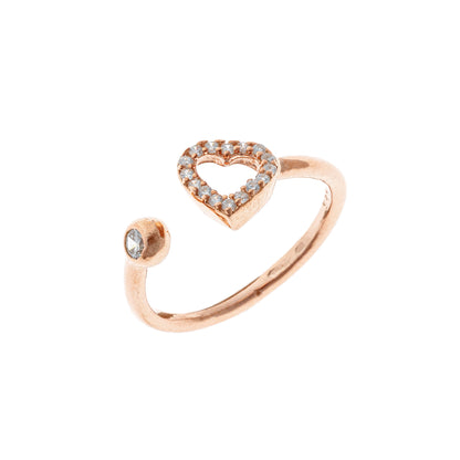 Sterling Silver Rose Gold Plated CZ Heart Ring