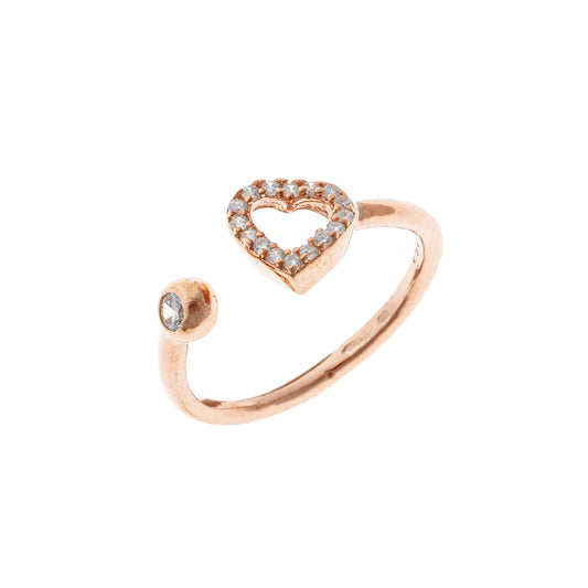Sterling Silver Rose Gold Plated CZ Heart Ring