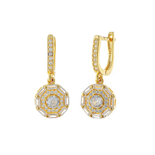 Sterling Silver Gold Plated English Lock Earrings