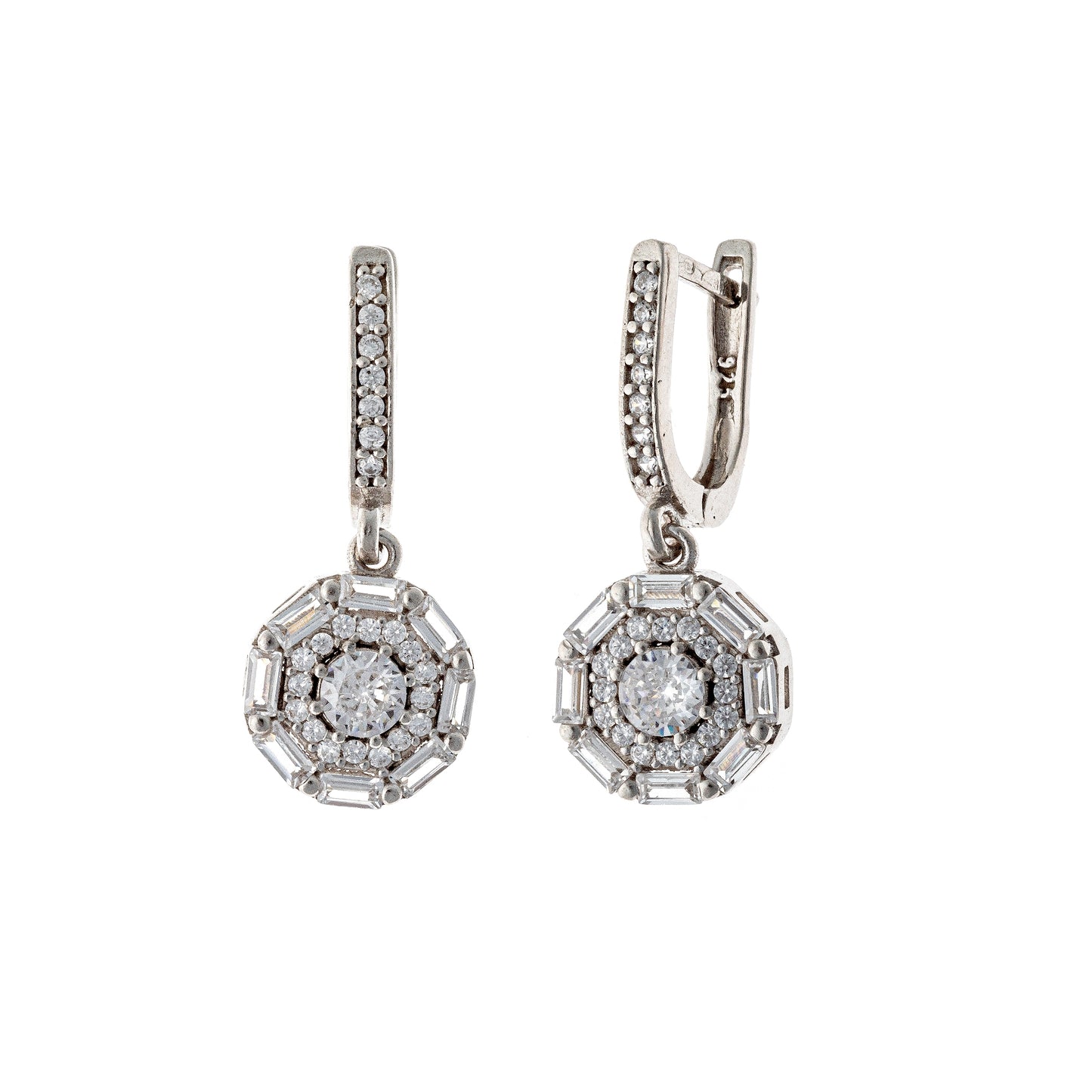 Sterling Silver Rhodium Plated English Lock Earrings