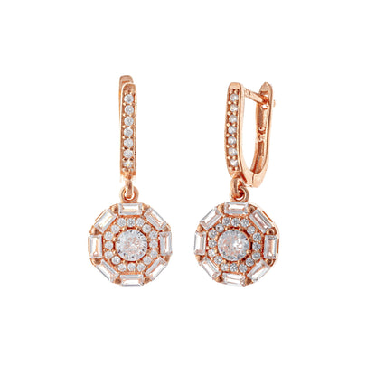 Sterling Silver Rose Gold Plated English Lock Earrings