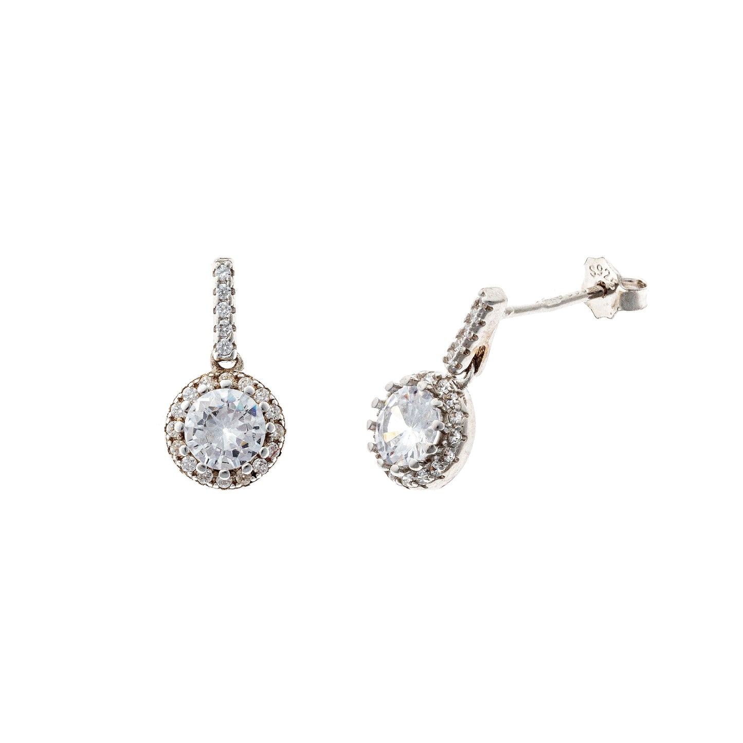 Scandinavian Silver Rhodium Plated CZ Stud Earrings