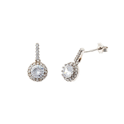 Scandinavian Silver Rhodium Plated CZ Stud Earrings