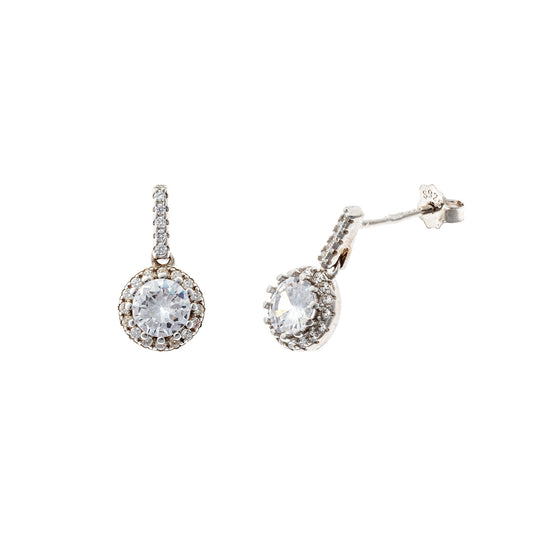 Scandinavian Silver Rhodium Plated CZ Stud Earrings