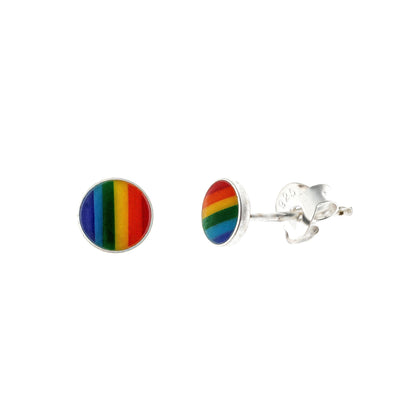 Sterling Silver Enamel Plated Studs "Rainbow"